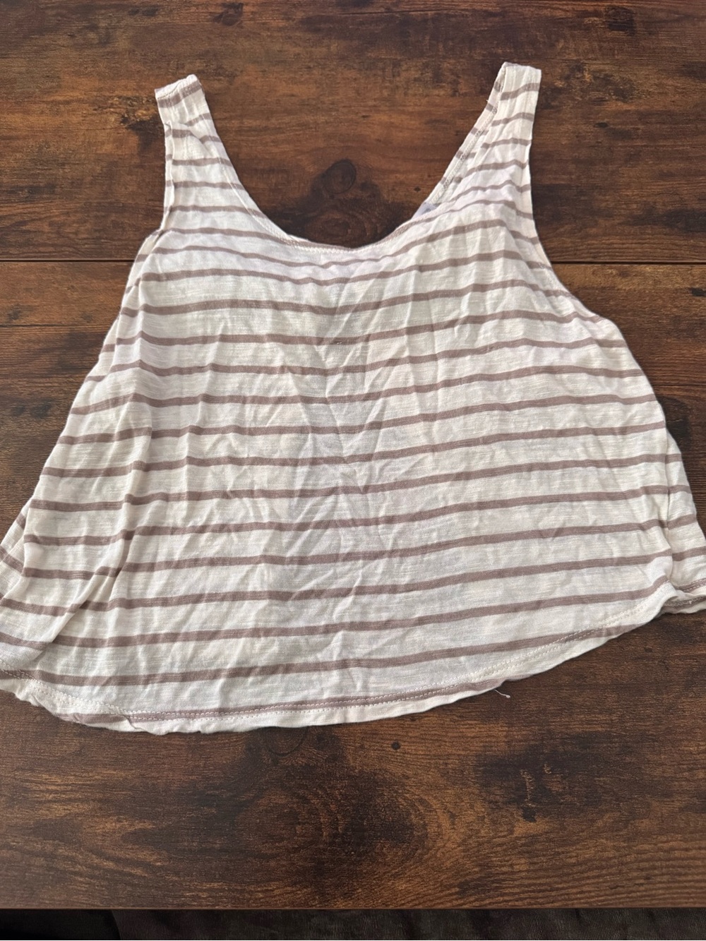 Charlotte Russe Taupe Striped Scoop Open Back Tank